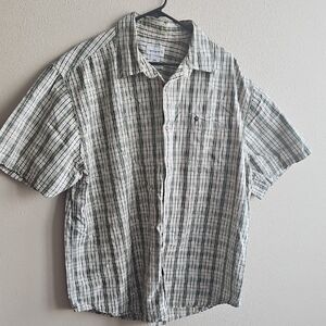 Carhartt Men's Short Sleeve Plaid Button-Down Shirt - White and Green